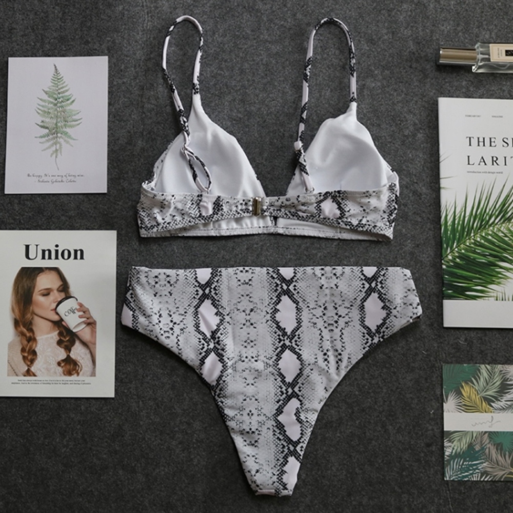 Padded Snake Print High Waisted Bikini Swimsuit - Picture 6 of 8